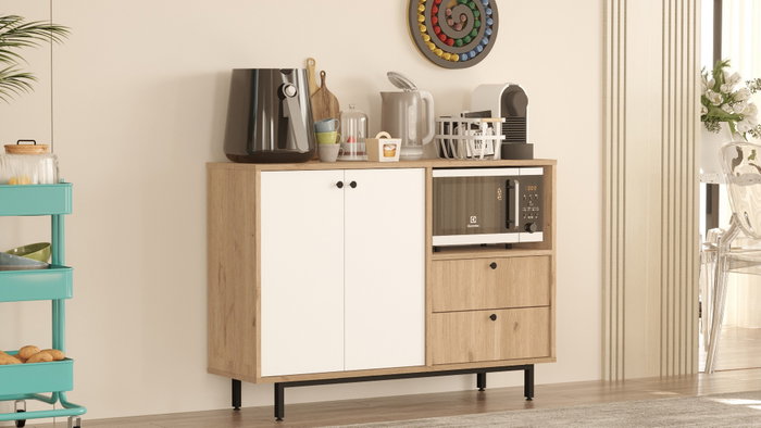 Hanah Home RE2-SW Armario Multiusos Roble y Blanco